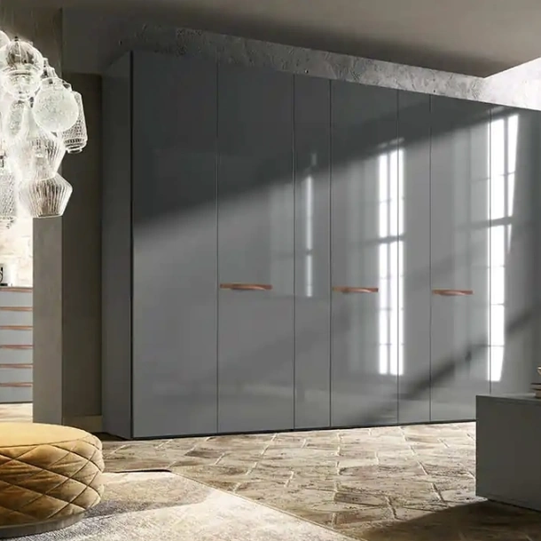 Armadio con ante battenti Libeccio B355 laccato lucido ardesia di Moretti Compact Giorno Notte