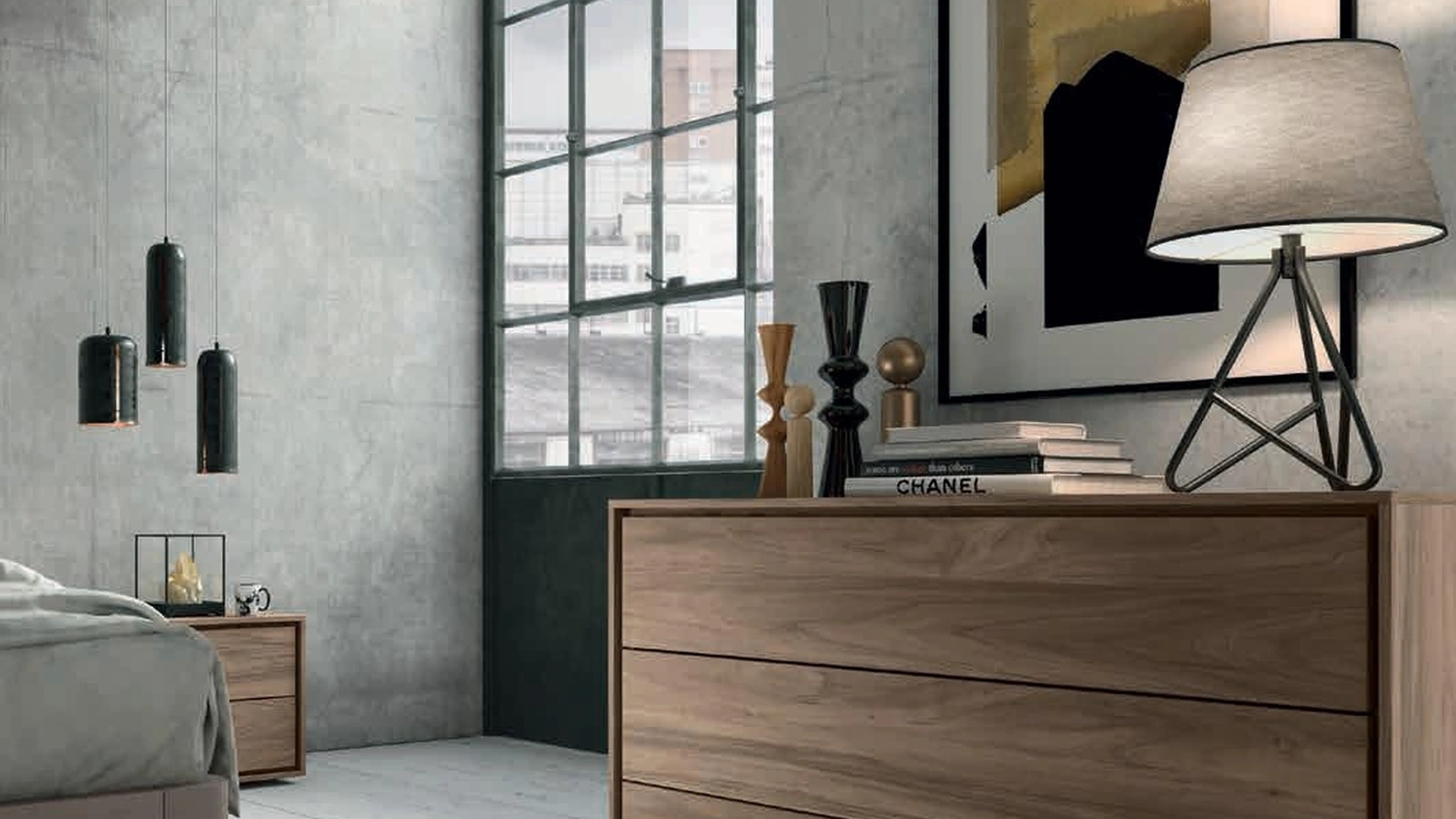 Comò Vision in legno di noce chiaro di Artigianmobili