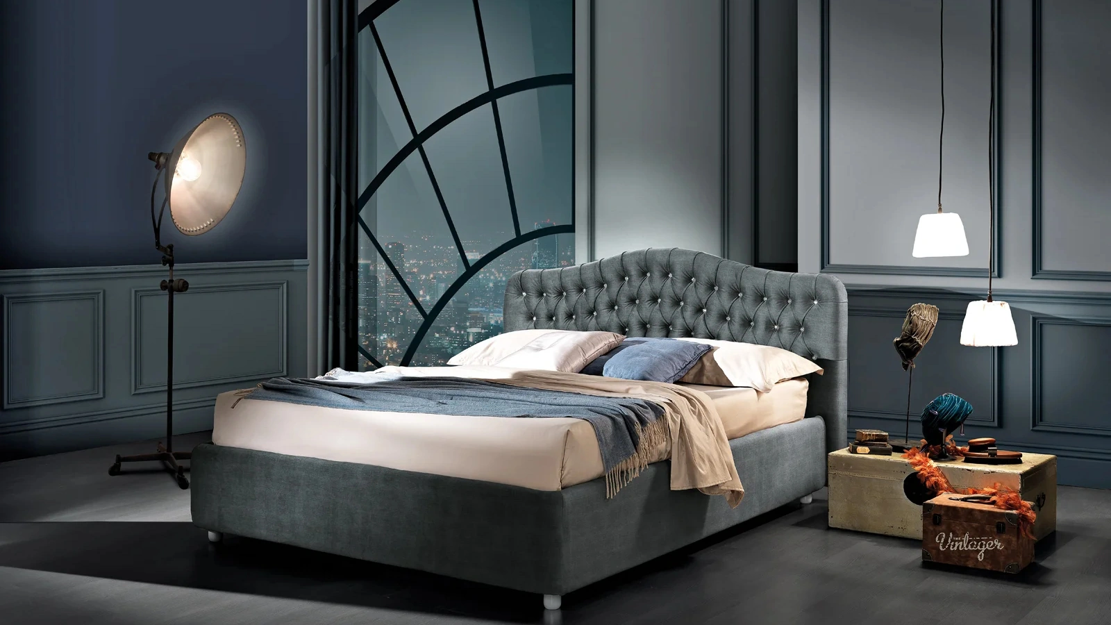 Letto in tessuto con testiera capitonnè Bernini di Artigianaletti