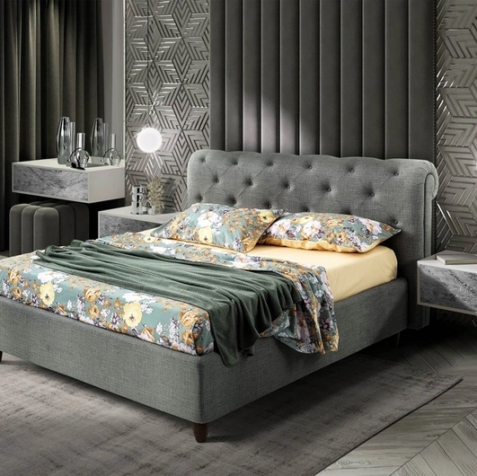 Letto in tessuto con testiera capitonné Boheme di Artigianaletti