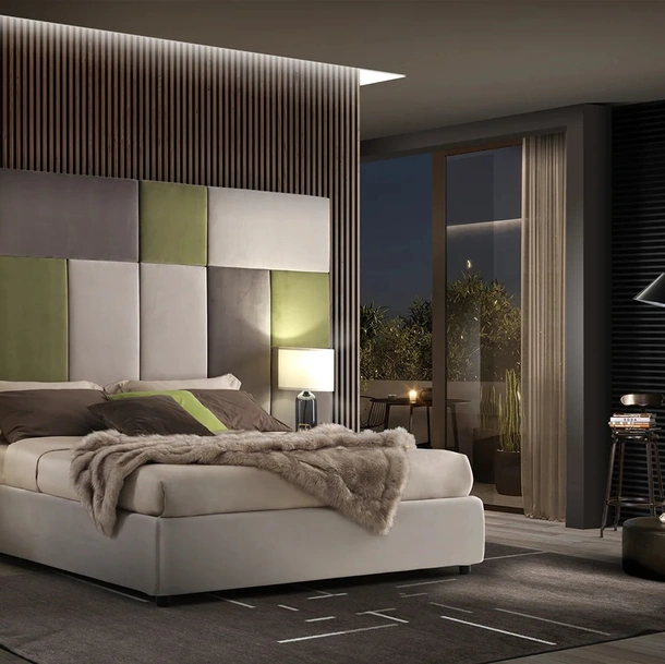 Letto Boiserie Mosaic Maxi in tessuto di Artigianaletti