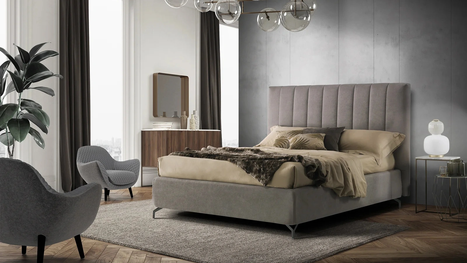 Letto con testiera Navajo Alto di Artigianaletti