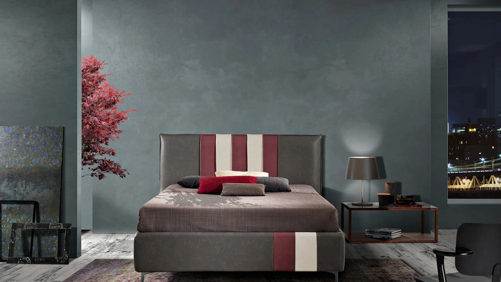 Letto Stripes in ecopelle di Artigianaletti