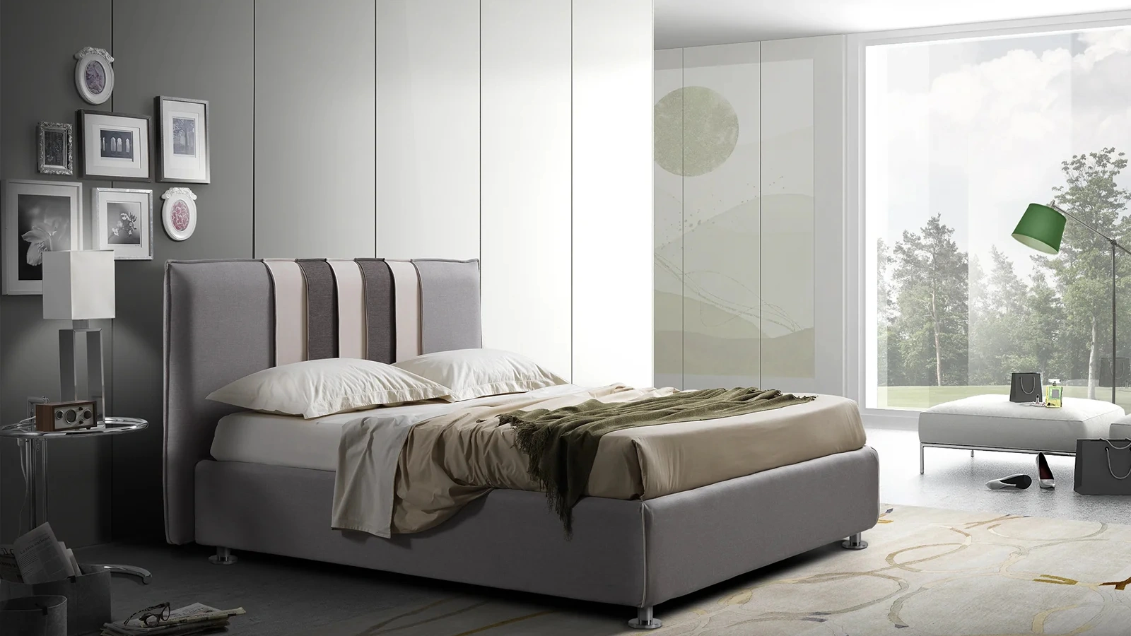 Letto Stripes in ecopelle di Artigianaletti