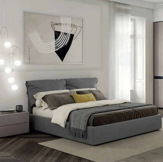 Letto in tessuto imbottito con testiera Dream di Artigianmobili