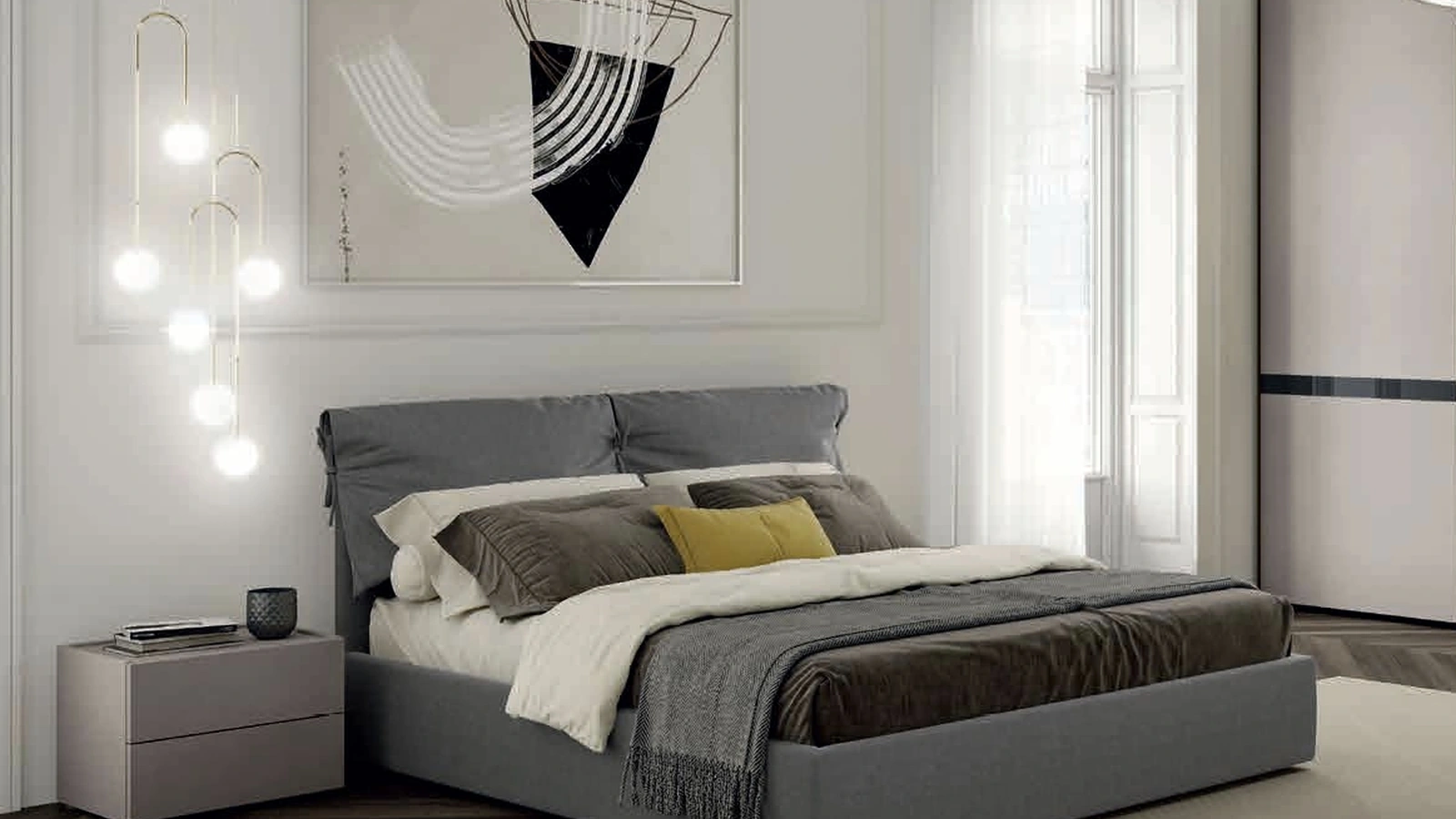 Letto in tessuto imbottito con testiera Dream di Artigianmobili