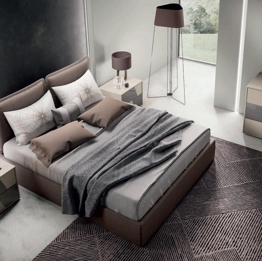 Letto con testiera in tessuto imbottito Duetto di Artigianmobili