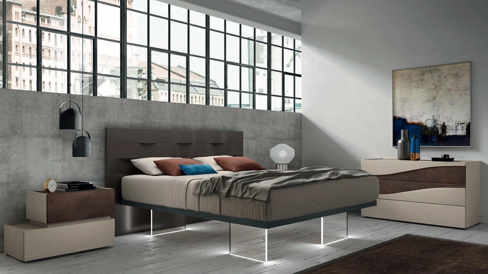 Letto in laccato opaco Ondulina di Artigianmobili