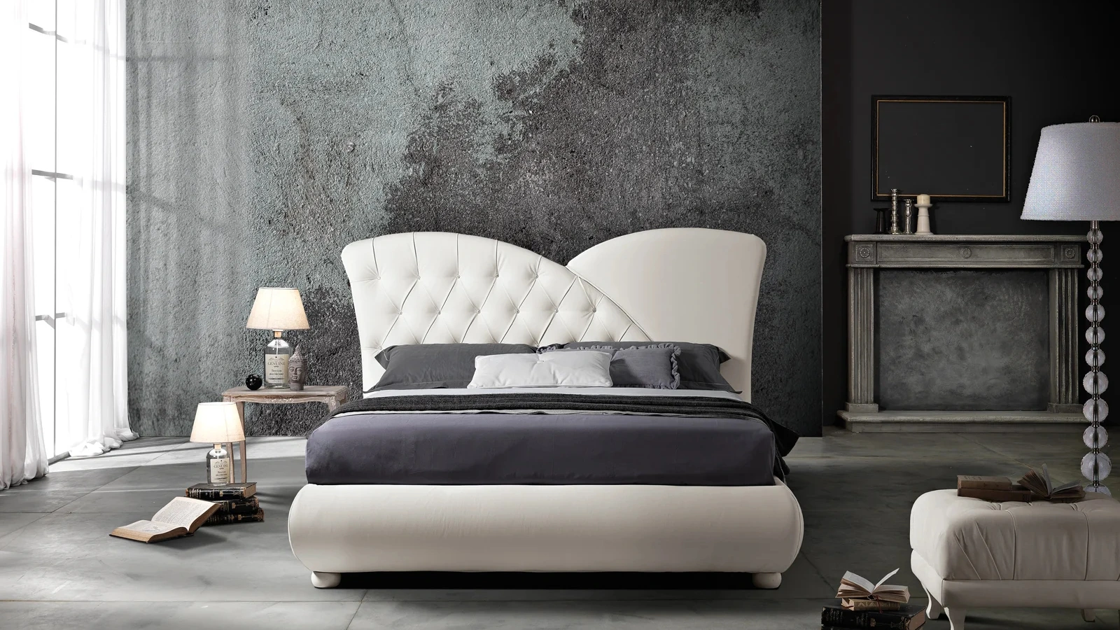 Letto in ecopelle bianca Gabbiano di Artigianaletti