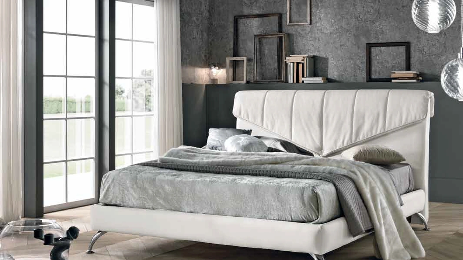 Letto Messaggio in ecopelle di Susan imbottiti