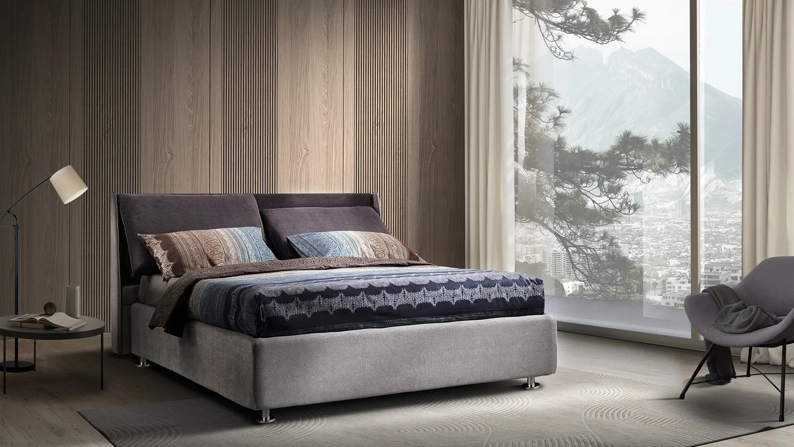 Letto matrimoniale in tessuto Open di Artigianaletti