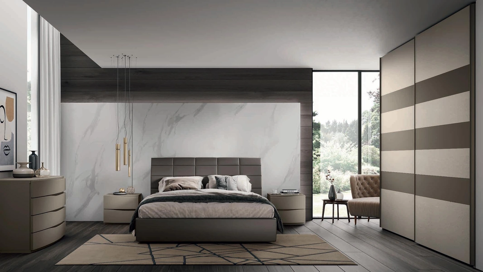Letto con testiera Rettangoli di Artigianmobili