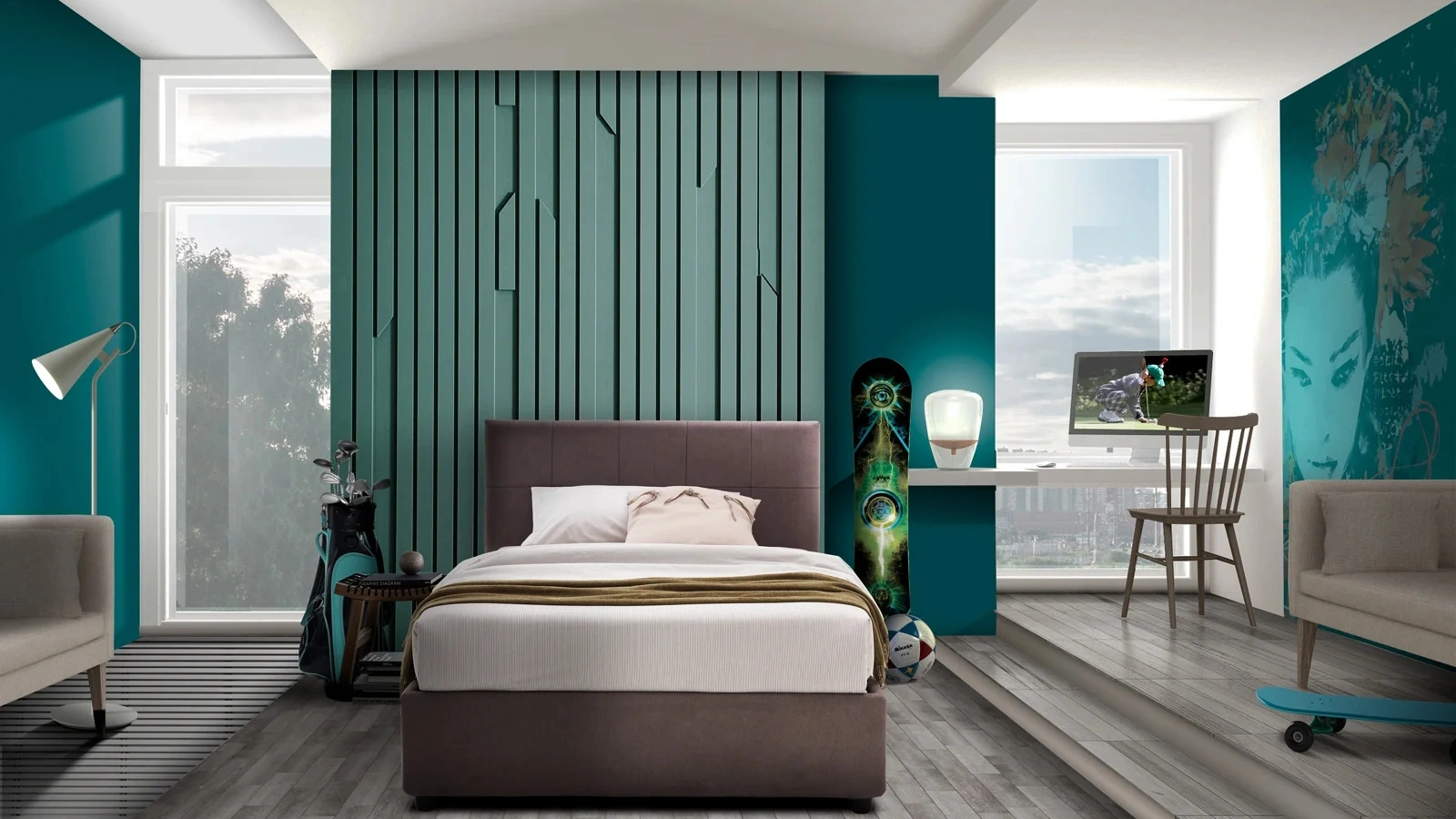 Letto singolo in tessuto Elba di Artigianaletti