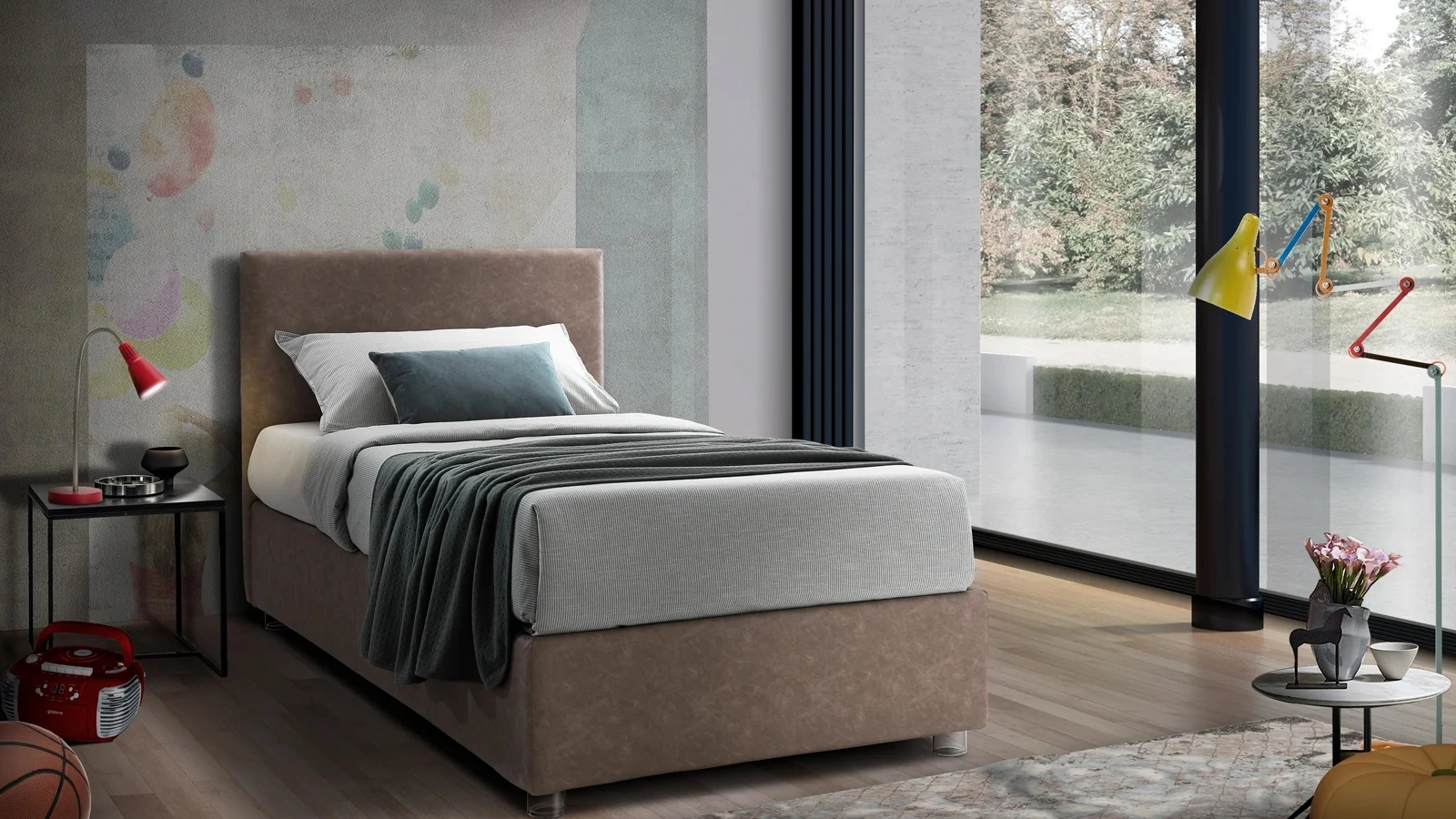 Letto singolo con testiera Stromboli di Artigianaletti