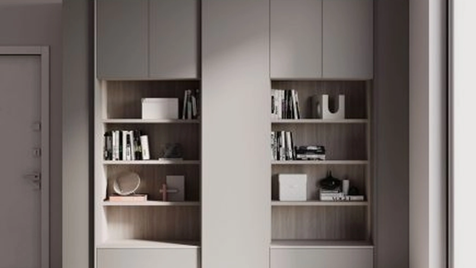 Libreria a muro in melaminico Tortora di Nardi Interni