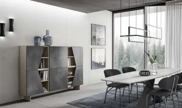 Madia Kosmos KM315 in vetro e legno di Moretti Compact Giorno Notte