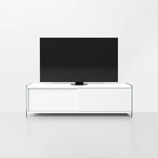 Mobile Porta Tv in laminato con fianchi in vetro temperato Byblos 02 di Pezzani