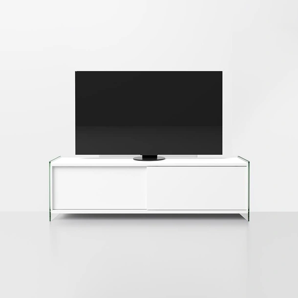 Mobile Porta Tv in laminato con fianchi in vetro temperato Byblos 02 di Pezzani