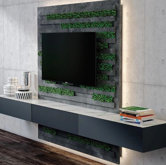Mobile sospeso Titolo 114A in laccato antracite con top in vetro bianco marmo di Artigianmobili