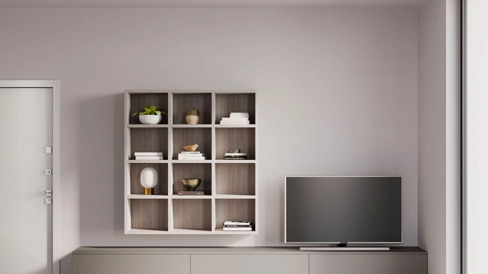 Parete Attrezzata Living con libreria sospesa di Nardi Interni