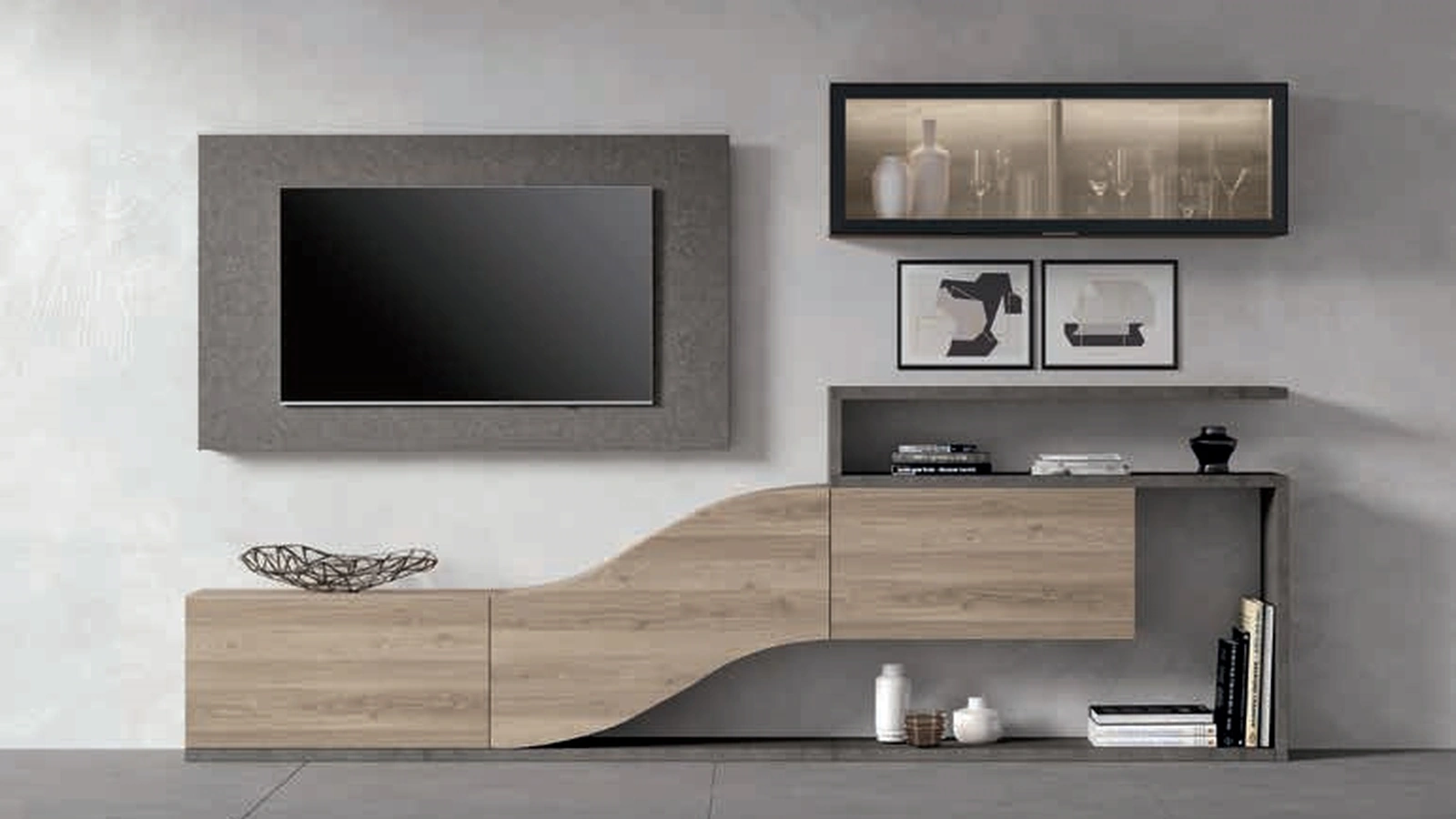 Parete Attrezzata moderna in melaminico Velvet 170 Light di Artigianmobili