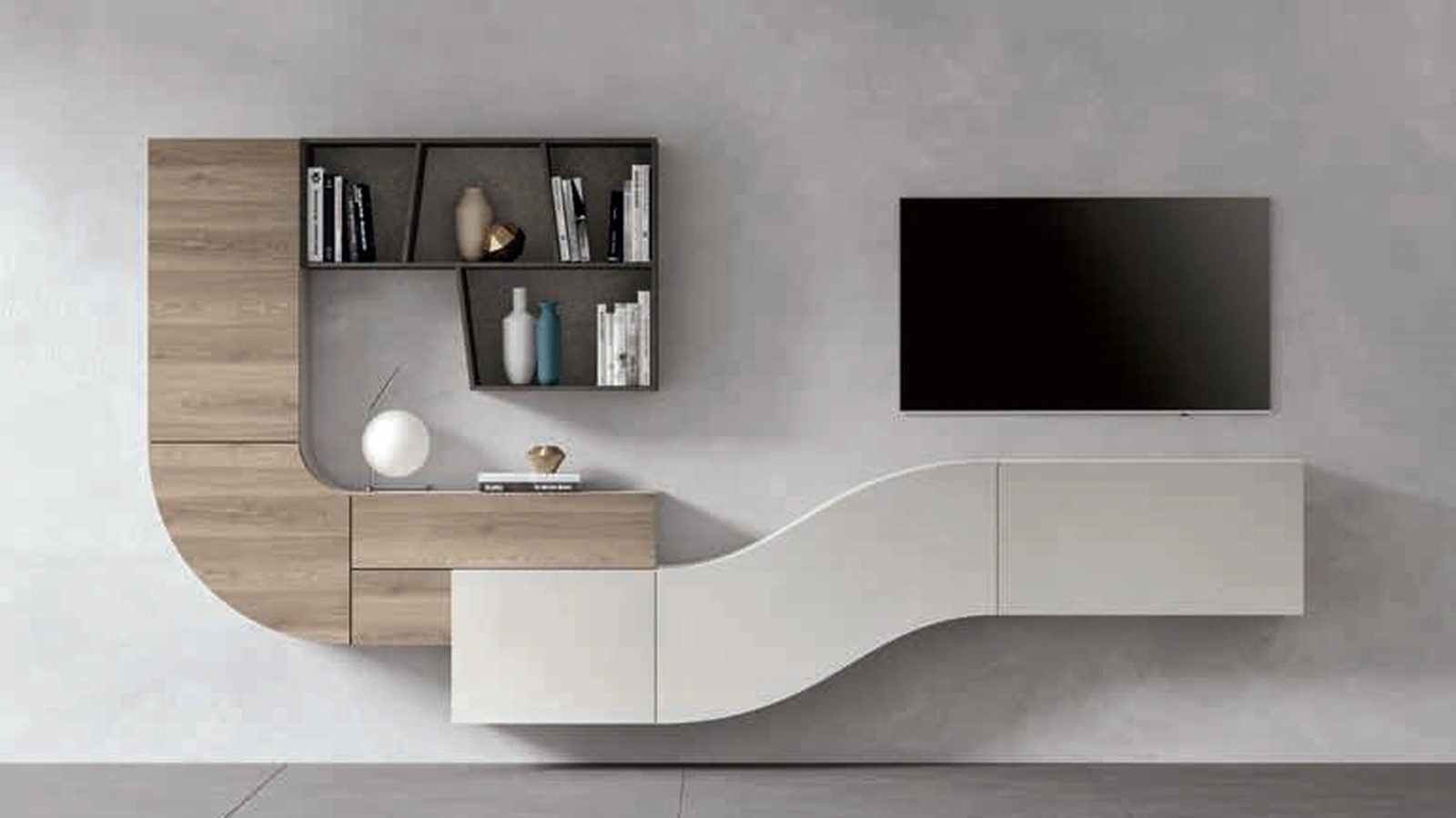 Parete Attrezzata moderna in melaminico Velvet 169 Light di Artigianmobili