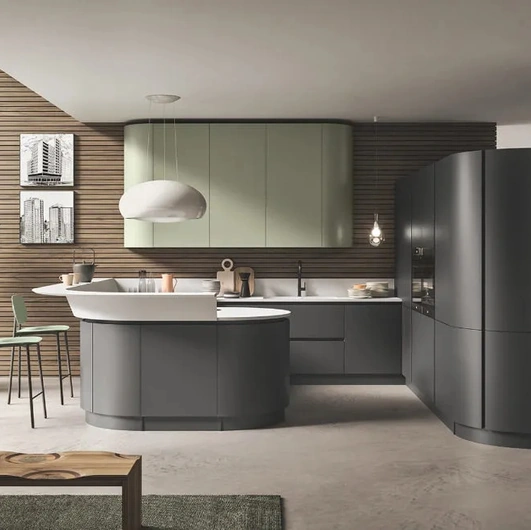 Cucina Moderna con penisola Progetto Sistema Laccato 06 di Ar-Tre