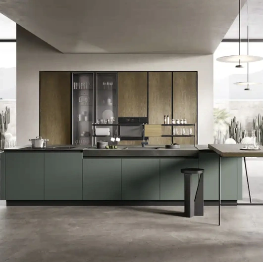 Cucina Moderna in rovere yuta con isola in laccato Venere 04 di Moretti Cucine