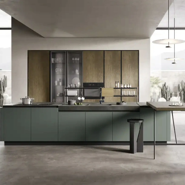 Cucina Moderna in rovere yuta con isola in laccato Venere 04 di Moretti Cucine