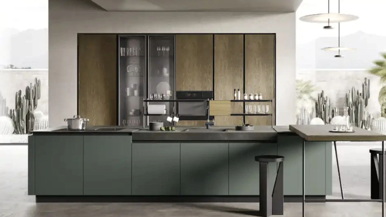 Cucina Moderna in rovere yuta con isola in laccato Venere 04 di Moretti Cucine